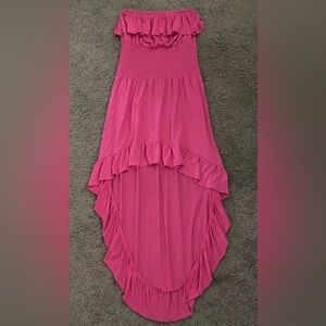 Flowy strapless high low dress